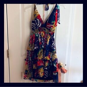 Colorful Sleeveless Ruffled Dress